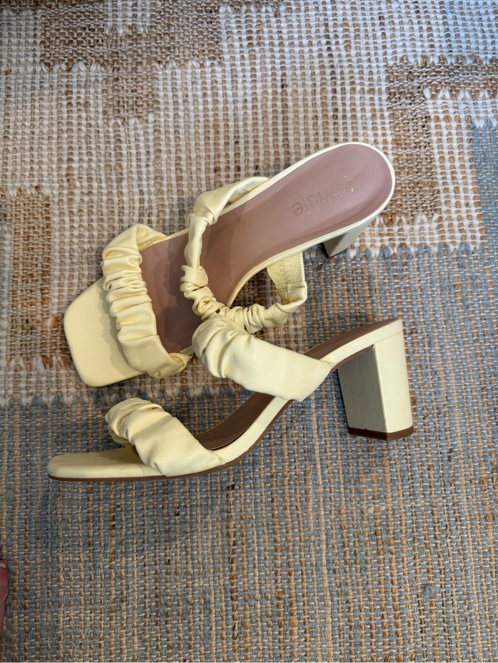 Ruched Strap Heeled Sandals - Butter Yellow
